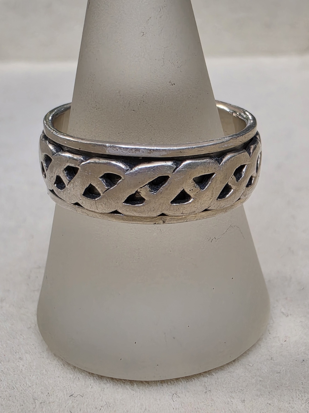 Sterling Silver Fidget Spinner Braided Band Ring - Size 10 • 4.59g